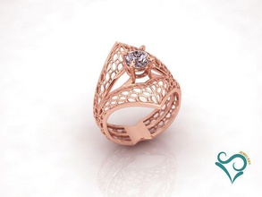 diamante de um anel ouro impressão jóia noivado jóias pedra preciosa casamento printable gem da forma 3d mulher a moda anéis 3d print model - Mito3D