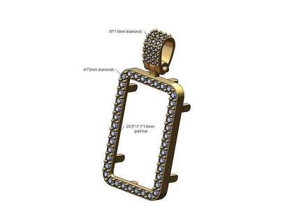 diamante medio oz oro bar cuadro fianza pamp suisse colgante pendiente collar joyería joya imprimible Moda costoso fortuna plata 3d modelo 3d print model - Mito3D