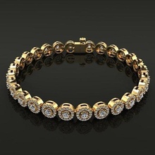 diamond halo bracelet jewelry chain link tennis women female men fashion unisex trend antique luxury vintage retro minimalist bracelets 3d print model - Mito3D