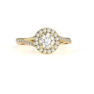 diamante aureola curvo caña anillo joyería joya lujo imprimible compromiso anillos 3d print model - Mito3D