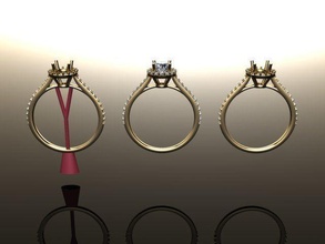 Diamant Heiligenschein Engagement Ring Band Antiquität modern Hochzeit Frauen weiblich Mode Trends zierlich Schmuck 3d print model - Mito3D