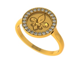 diamante aureola heráldico lirio anillo joyería joya imprimible oro ornamento Moda libra esterlina flor lys fleur lis royal Boda compromiso 3d print model - Mito3D