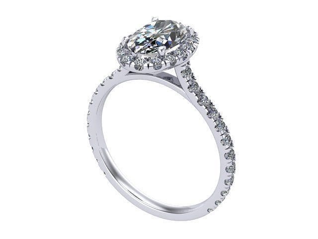 diamante aureola anillo dorado plata joyería joya anillos 3D print model - Mito3D