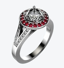 diamante alone diviso spalla fidanzamento squillare gioielleria stampabile brillante 3d rubino anelli 3d print model - Mito3D