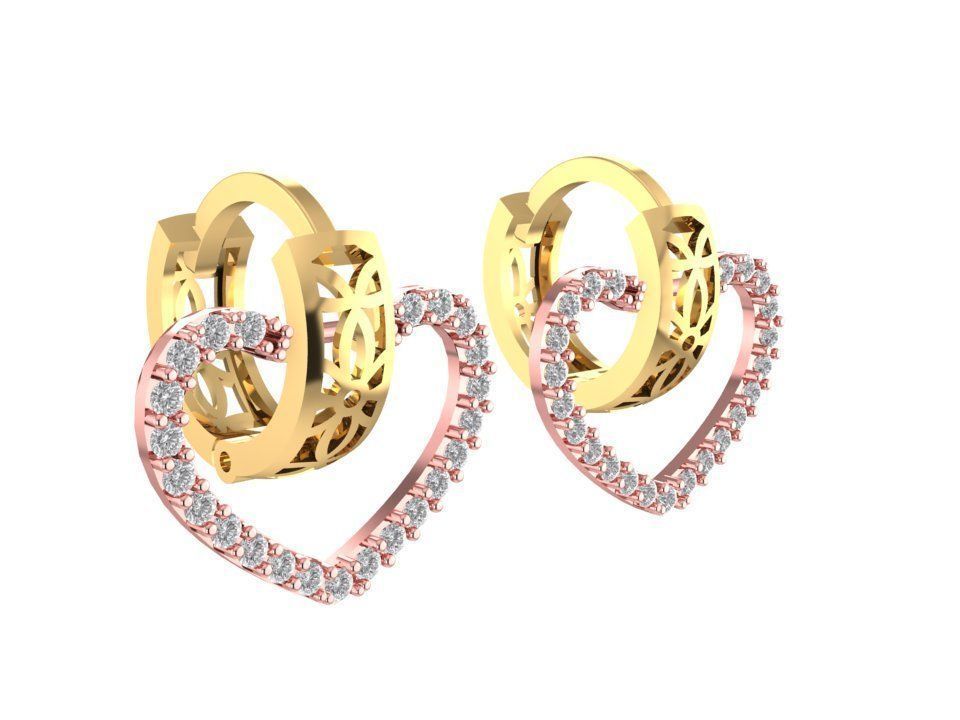 diamante corazón arete 1362 joyería joya Moda accesorios oro hombre hombres mujer unisexo diseño Feng Shui pendientes 3D print model - Mito3D