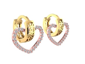 diamond heart earring 1362 jewelry fashion accessories gold man men woman women unisex design fengshui earrings 3d print model - Mito3D