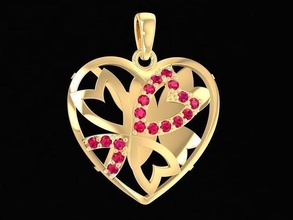 diamond heart pendant 1222 jewelry fashion accessories gold woman women unisex design pendants 3d print model - Mito3D