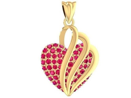 diamond heart pendant 1288 jewelry fashion accessories gold woman women unisex new design pendants 3d print model - Mito3D