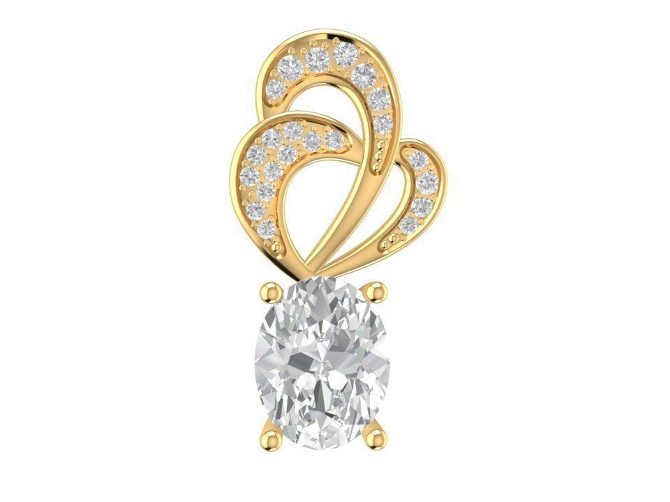 diamond heart pendant 2233 jewelry fashion accessories gold man men woman women unisex design fengshui pendants 3D print model - Mito3D