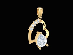diamond heart pendant 2239 jewelry fashion accessories gold man men woman women unisex design fengshui rings 3d print model - Mito3D