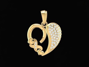 diamond heart pendant 233 jewelry fashion accessories gold man men woman women unisex design fengshui pendants 3d print model - Mito3D