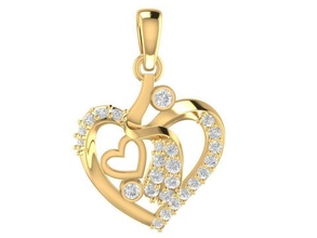 diamond heart pendant 665 jewelry fashion accessories gold man men woman women unisex design fengshui pendants 3d print model - Mito3D