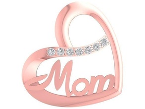 diamond heart pendant mom 3056 jewelry fashion accessories gold woman women design family morther pendants 3d print model - Mito3D