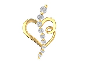 diamond heart pendant women 666 jewelry fashion accessories gold man men woman unisex design fengshui pendants 3d print model - Mito3D