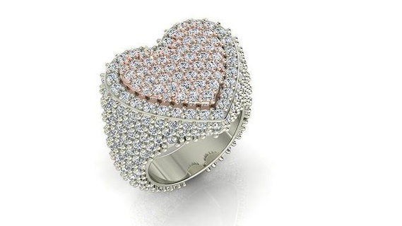 diamante corazón anillo anillos oro imprimible joyería joya brillante Moda diseño 3d print model - Mito3D