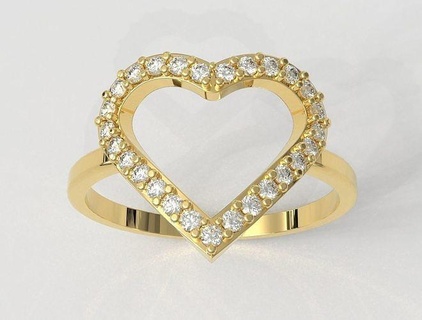 diamond heart ring rings gold jewelry pauloranieri trendy fashion classic modern silver love jewellery 3d print model - Mito3D