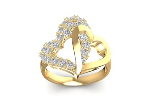 diamond heart ring 2356 gold rose jewelry fashion accessories man men woman women unisex design fengshui rings 3d print model - Mito3D