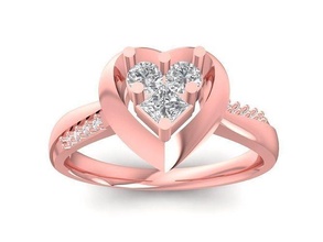 diamond heart ring 2998 jewelry fashion accessories gold woman women design rings 3d print model - Mito3D