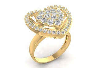 diamante corazón anillo mujer 1006 joyería joya moda accesorios oro unisexo diseño feng shui anillos 3d print model - Mito3D