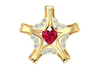 diamond heart star pendant 1949 jewelry fashion accessories gold man men woman women unisex design fengshui pendants 3d print model - Mito3D