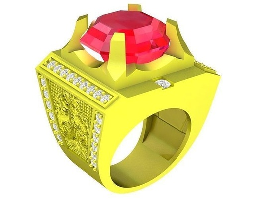 diamant hexagone dragon hommes bague 4273 bijoux mode accessoires or homme conception anneaux 3d print model - Mito3D