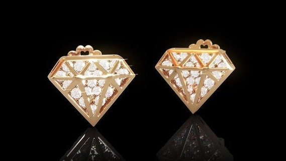 diamond hidden earring 1 jewel jeweller jewelry gold printable print ready printing platinum earrings halo stud gems gem earrins 3d print model - Mito3D