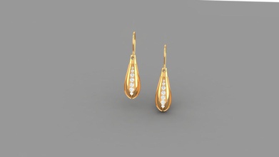 Diamant-hock-Ohrring Schmuck diamond gold bedruckbar ist party Herstellung Ohrringe 3d print model - Mito3D