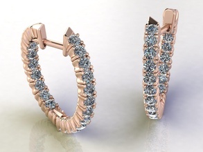 diamant cerceau boucles d'oreilles créole or imprimable vêtements mode beauté bijou bijoux brillant gemme lumière engagem 3d print model - Mito3D