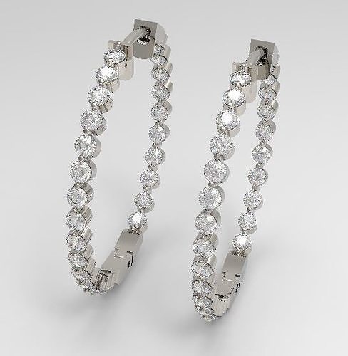 diamond hoop earrings nice design jewelry jewel gold silver luxury 3D print model - Mito3D