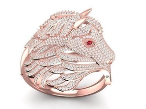 diamond horse bangle 2856 jewelry fashion accessories gold woman women design bracelets 3d print model - Mito3D