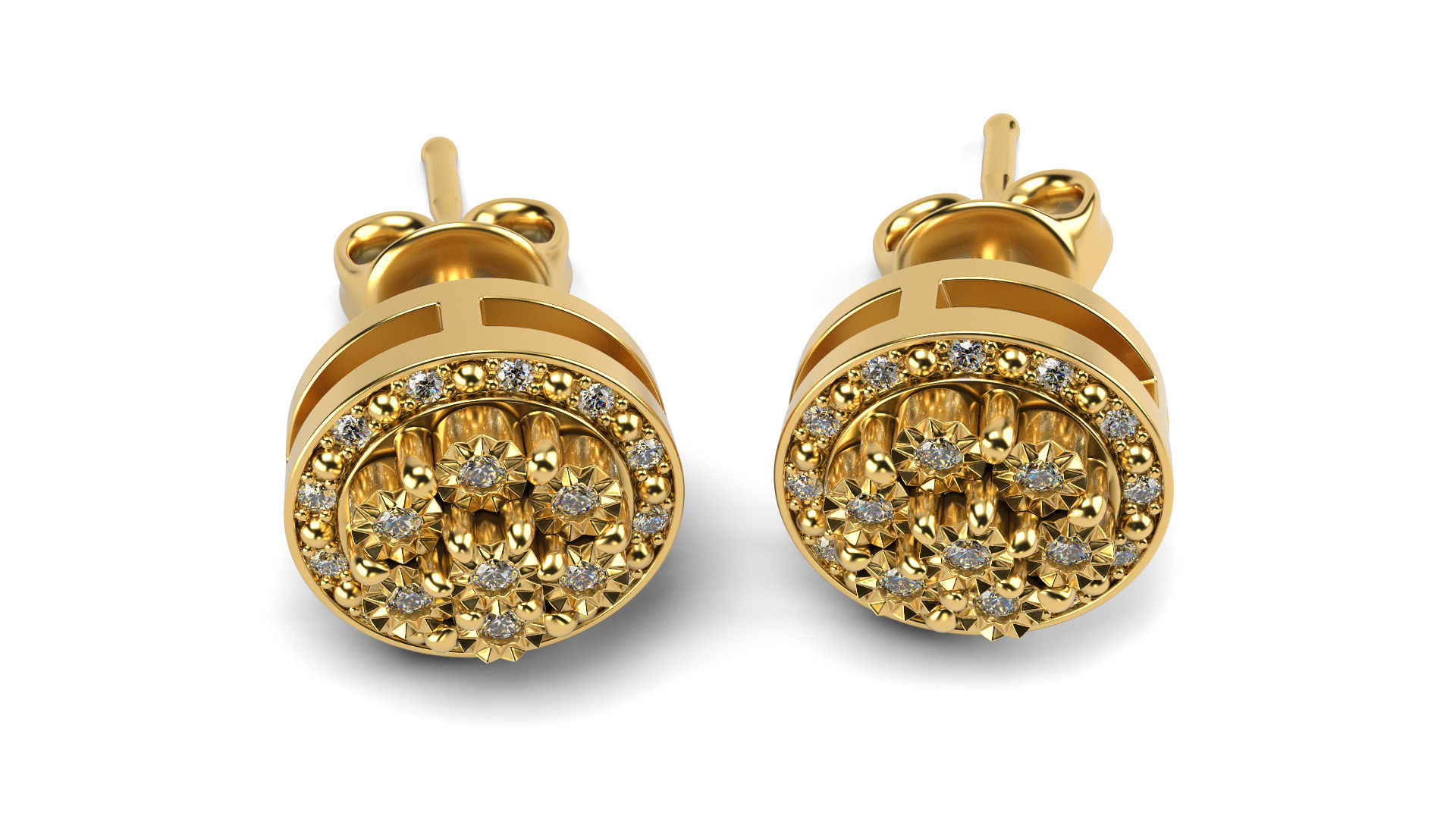 diamond illusion stud earrings jewelry earring jewellery diamonds 3D print model - Mito3D