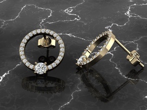 diamante joyería joya arete pendientes Moda accesorios pendiente oro plata Rosa imprimible lujo circulo libra esterlina brillante 3d print model - Mito3D