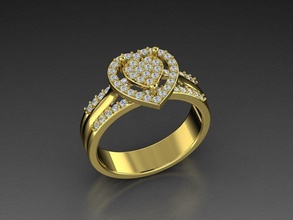 diamond jewelry heart ring 3d print model fashionjewelry jewelrylover printable eurosize fashion beauty shining gem luxury love valentin female women gold rings 3d print model - Mito3D