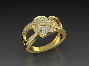 diamond jewelry heart ring jewel gold gem 3dprint fashionjewelry jewelrylover printable eurosize fashion beauty luxury modern love human valentine rings 3d print model - Mito3D