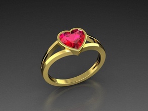 diamante joyería joya corazón mujer anillo 3d impresión modelo rubí amor oro imprimible plata Boda Moda moda amante compromiso 3d print model - Mito3D