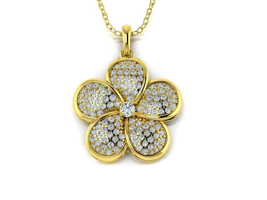 diamant bijoux pendentif fleur or argent sterling calcul brillant blanc mode beauté imprimable étoile Collier vêtements pendentifs 3D print model - Mito3D