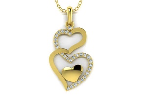 diamond jewelry pendant heart gold silver sterling jewellery stone brilliant white diamant fashion beauty printable necklace apparel brillant pendants 3d print model - Mito3D