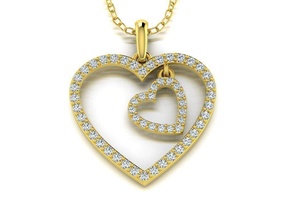 diamond jewelry pendant heart gold silver sterling jewellery stone brilliant white diamant fashion beauty printable necklace love valentine pendants 3d print model - Mito3D