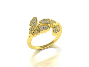 diamante joyería joya anillo oro 3dprint moda amante imprimible eurosize moda belleza brillante lujo moderno diseño anillos mariposa 3d print model - Mito3D