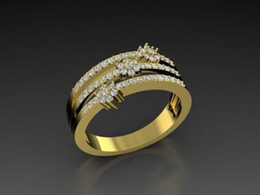 diamante joyería joya anillo oro 3dprint moda amante imprimible eurosize Moda belleza brillante lujo moderno diseño anillos 3d print model - Mito3D