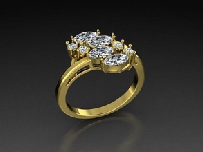 diamante joyería joya anillo marquesa zafiro oro 3dprint moda amante imprimible eurosize Moda belleza brillante lujo moderno 3d print model - Mito3D