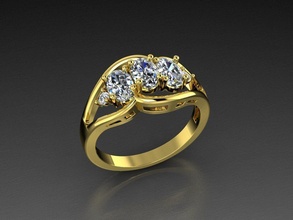 diamante joyería joya anillo 3d impresión modelo lujo moda amante imprimible eurosize Moda belleza brillante moderno diseño oro 3d print model - Mito3D