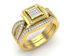 diamant bijoux bague bande femme or mode imprimable argent luxe platine sterling gemme brillant engagement beauté vêtements 3d print model - Mito3D