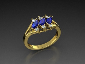 diamante joyería joya anillo marquesa gemas moda amante imprimible eurosize Moda belleza brillante lujo moderno diseño azul 3d print model - Mito3D