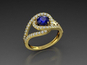 diamante joyería joya anillo zafiro azul cortar 3dprint 3d impresión moda amante imprimible eurosize belleza lujo diseño hembra anillos 3d print model - Mito3D