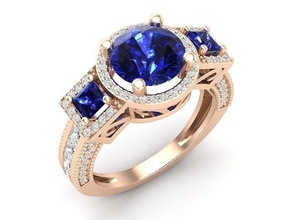 Diamant Schmuck Ring Frau Juwel Hochzeit Engagement Mode Gold Sterling brillant Weiß druckbar Saphir Schönheit 3d print model - Mito3D