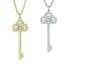 Diamant Schlüssel Halskette 3dmodel Schmuck Diamant-Halskette gold key bedruckbar ist usa Kanada t-Taste engagement Diamanten 3dprinting brilliant 14k cad Juwel Silber diamond Halsketten 3d print model - Mito3D