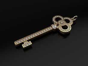 diamant clé pendentif bijoux bijou porte clés chaîne tendance mode tendances femmes femelle conception luxe or antique moderne ancien pendentifs 3d print model - Mito3D