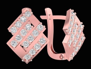 diamond ladies earrings 2620 jewelry fashion accessories gold woman women unisex design 3d print model - Mito3D