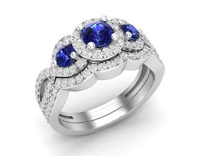 diamante señoras remolino nupcial conjunto compromiso anillo joyería joya oro plata imprimible Boda platino Moda libra esterlina blanco 3d print model - Mito3D